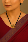 Two-Layered black CZ Beads neckpiece with Elegant Lakshmi pendant