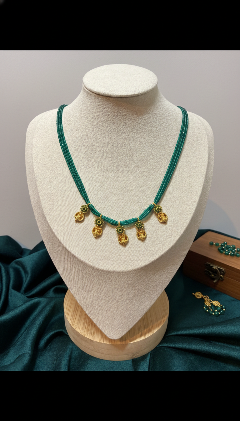 Green Hydro Beads Lakshmi Blessings Necklace