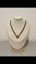 Two-Layered black CZ Beads neckpiece with Elegant Lakshmi pendant
