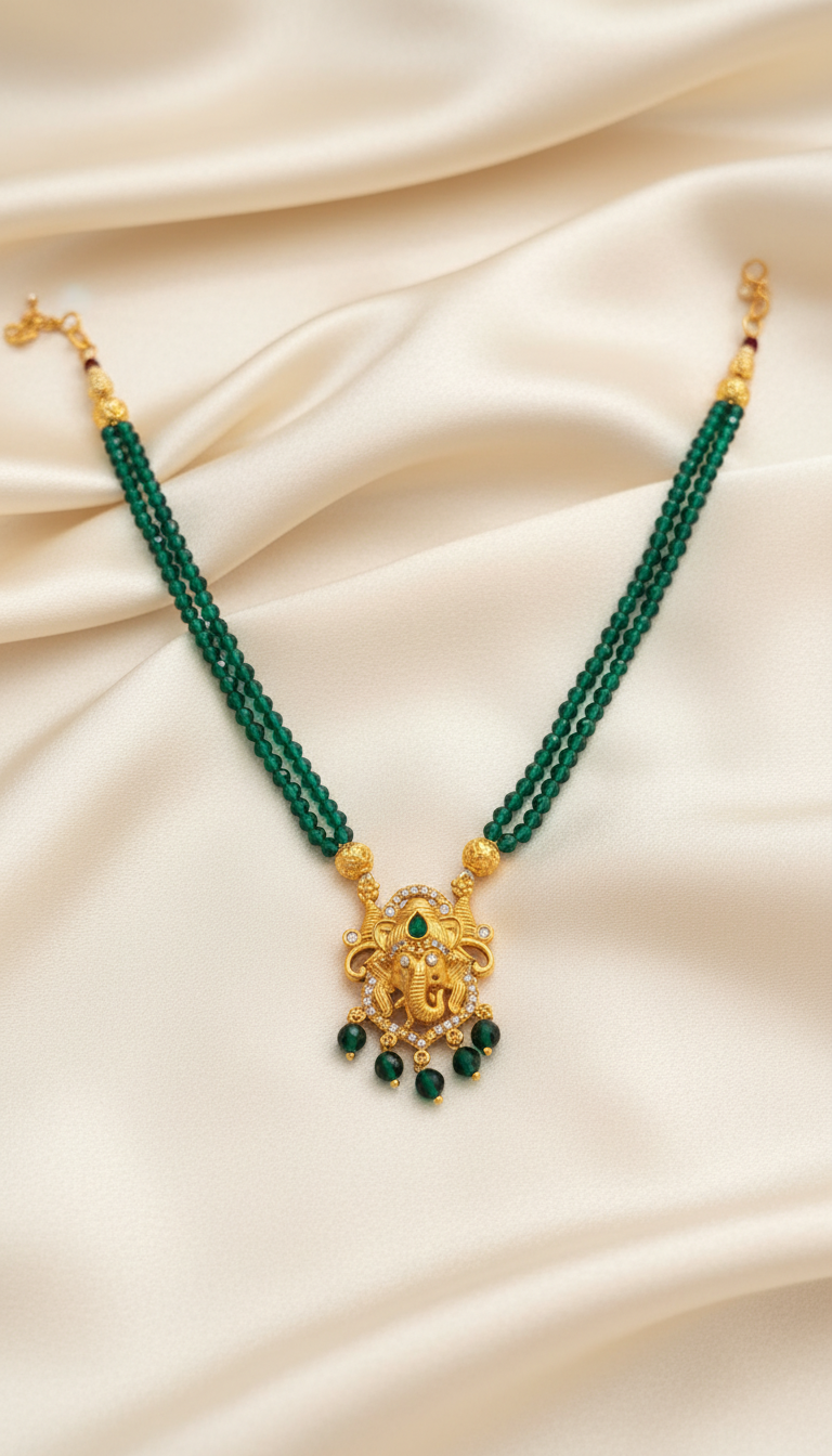 Green CZ Crystals Ethnic Elegance