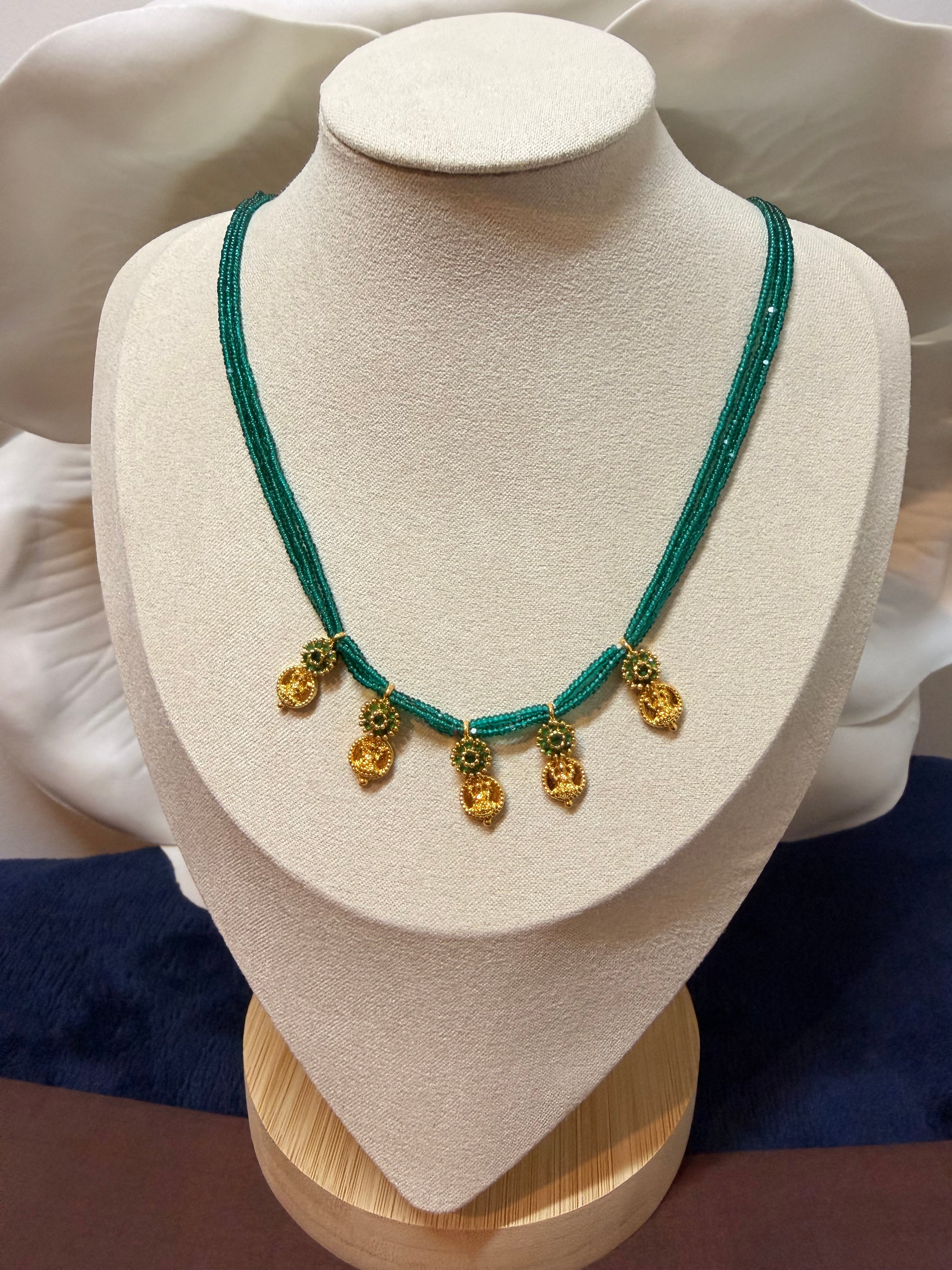 Green Hydro Beads Lakshmi Blessings Necklace