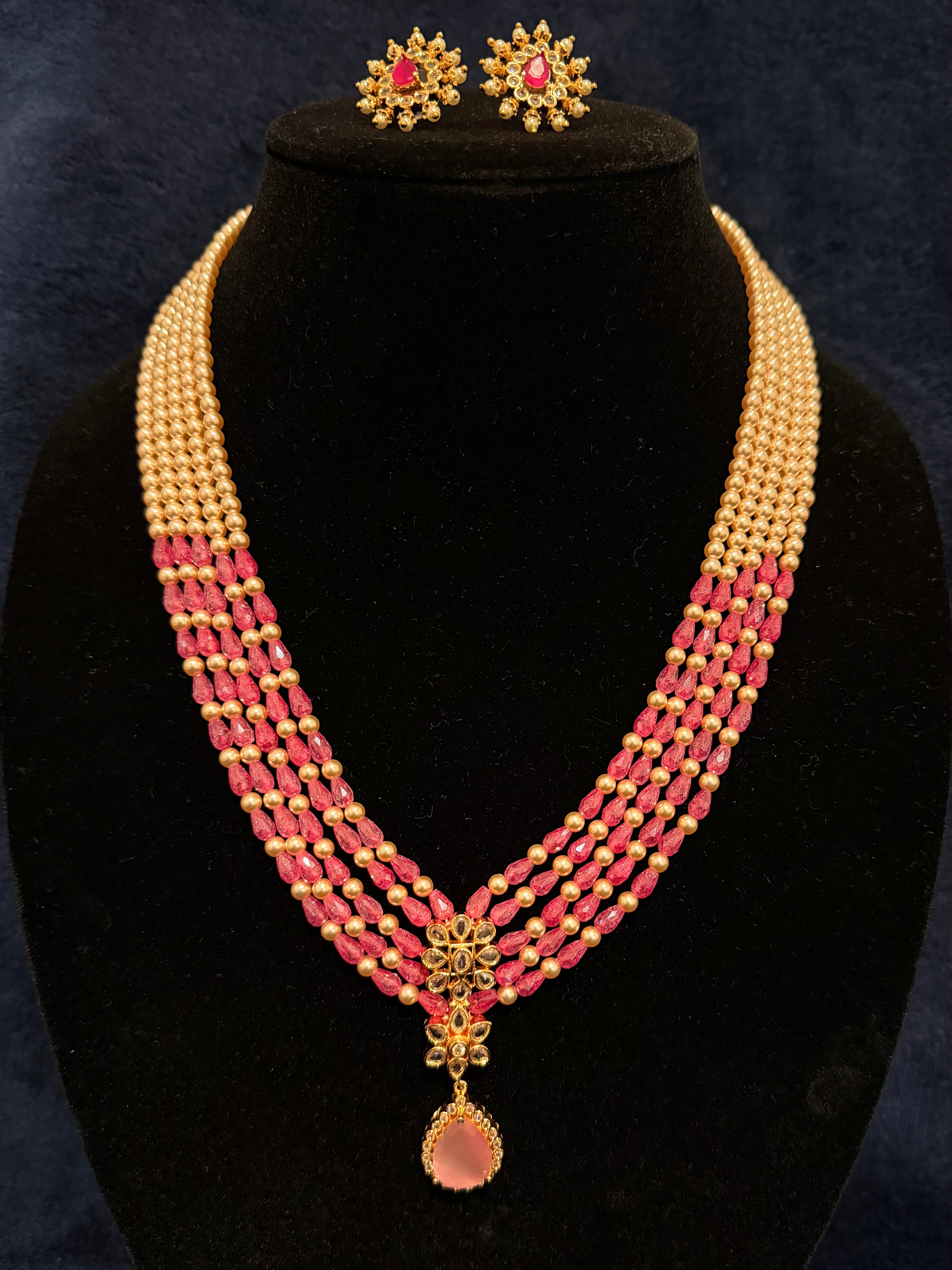 Elegant five-layered beaded Statement Necklace