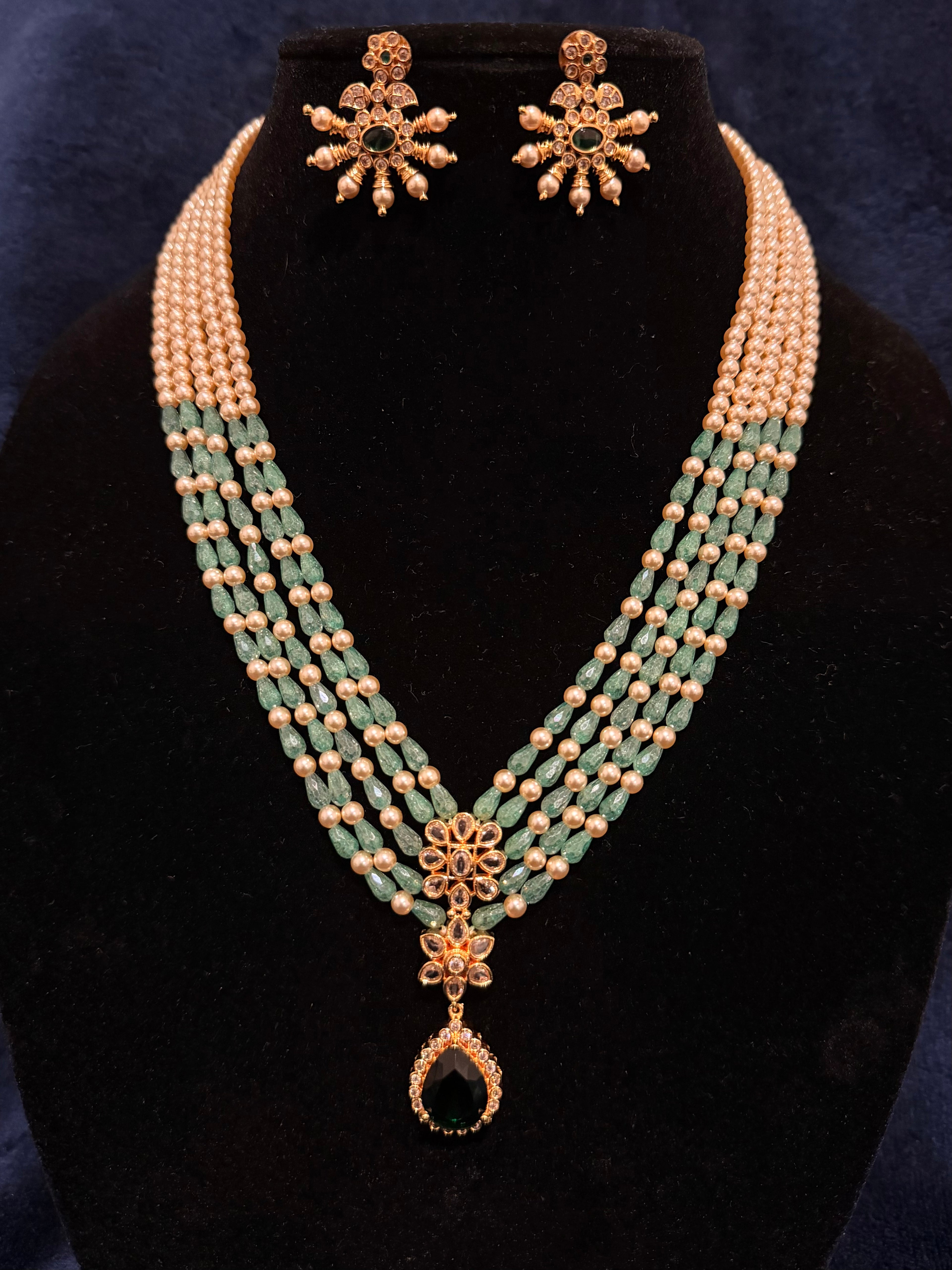 Elegant five-layered beaded Statement Necklace